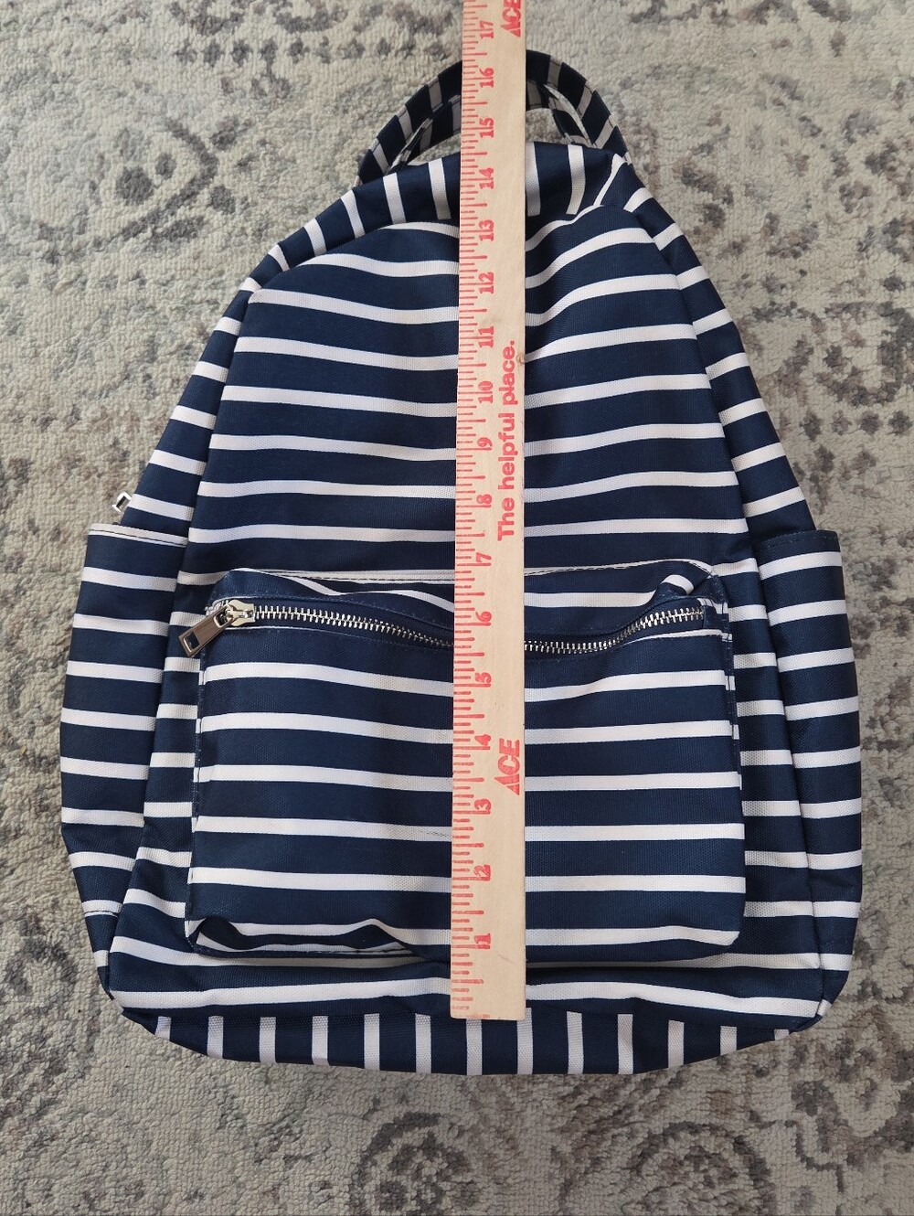 No Boundaries Nylon Cargo Backpack Navy & White Striped EUC Back To School - Picture 4 of 8